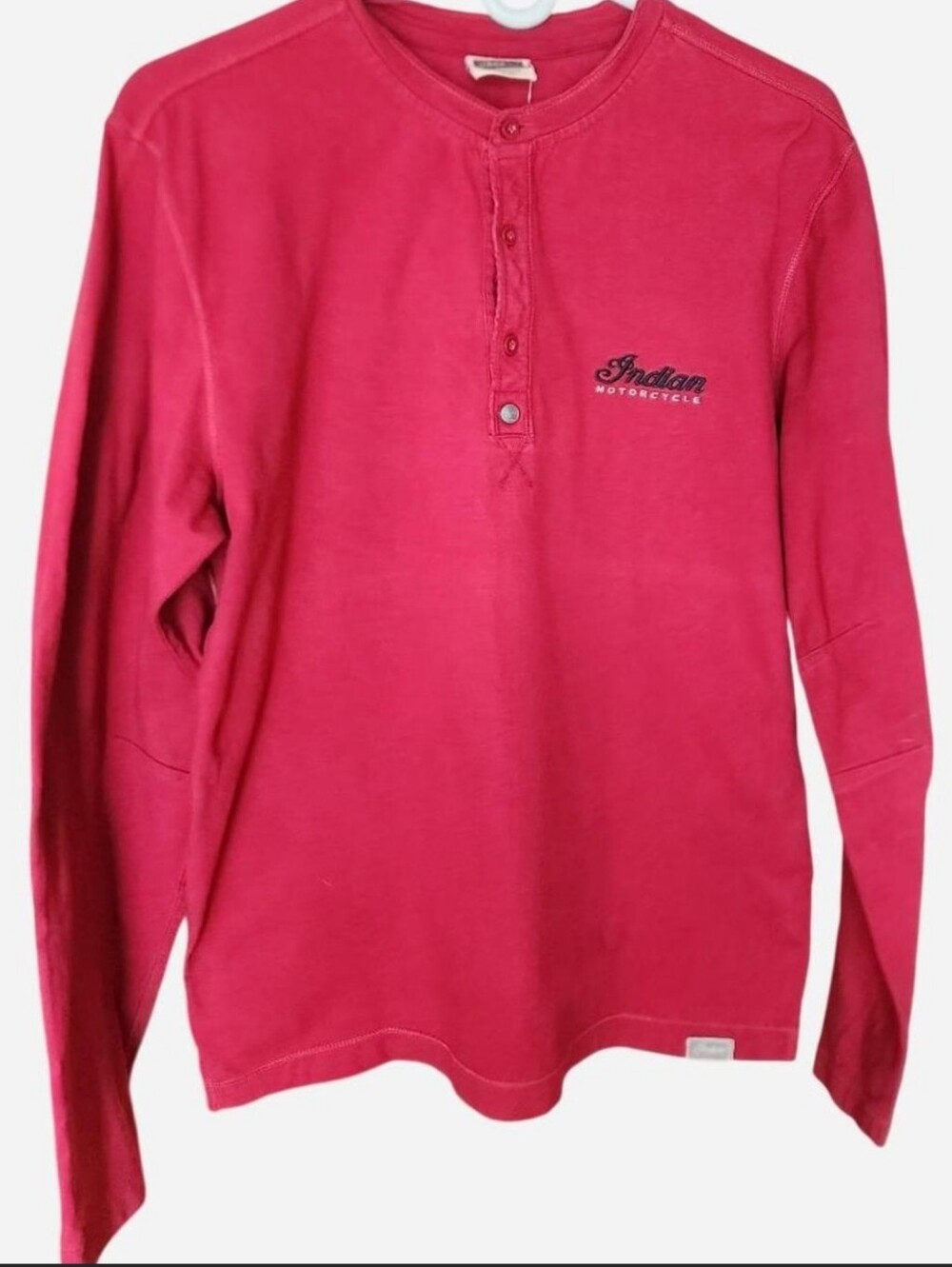 Indian Motorcycles Men’s Long Sleeve Henley - Red - Size Medium